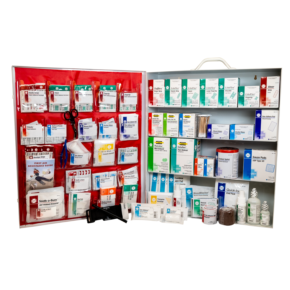 First Aid Station, HART, ANSI 2021 Class B, Extra Wide, 4 shelf, stocked