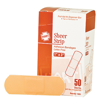 Sheer Strip, HART, adhesive bandages, 1" x 3", 50 per box