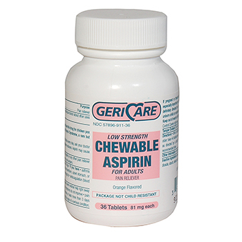 Aspirin, Gericare, low-strength, chewable, 36 per bottle