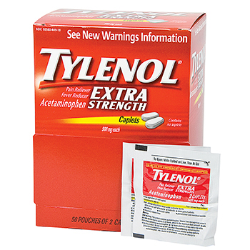 Tylenol Extra-strength, non-aspirin, caplets, 50/2's box