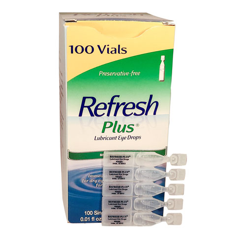 Refresh Plus, eye drops, 0.01 oz vial, 100 per box