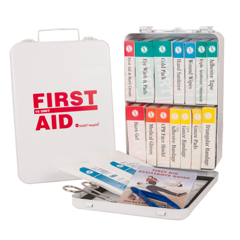 16 Unit First Aid Kit, ANSI Class A, HART, metal