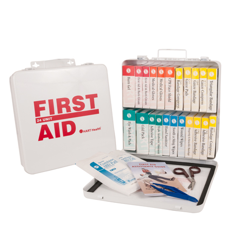 24 Unit First Aid Kit, ANSI Class A, HART, metal