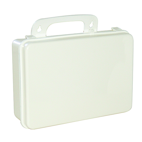 16 Unit Poly First Aid Box, plain white, empty
