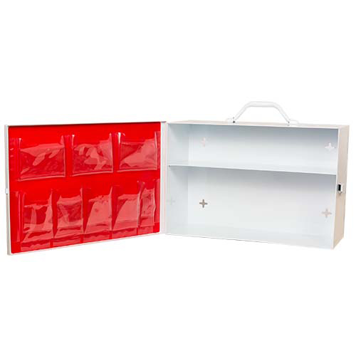 2-Shelf Metal Cabinet, with pouch, empty