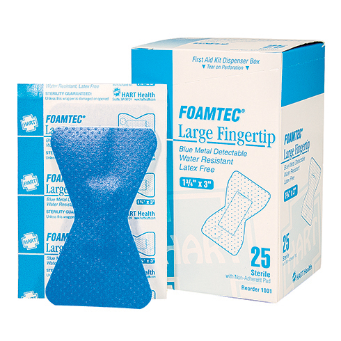 FOAMTEC Large Fingertip, HART, blue foam, metal detectable, 25 per box