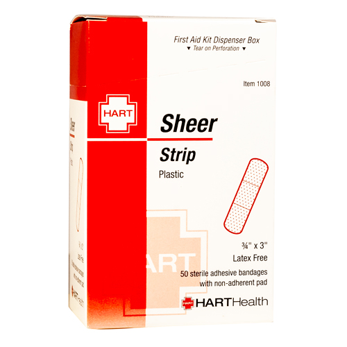 Sheer Strip, HART, adhesive bandages, 3/4" x 3", 50 per box