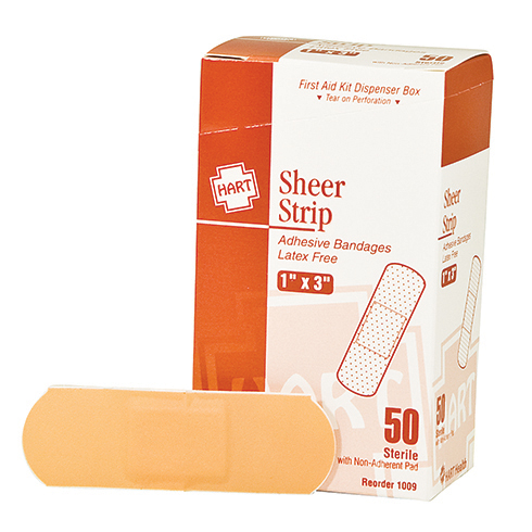 Sheer Strip, HART, adhesive bandages, 1' x 3', 50 per box