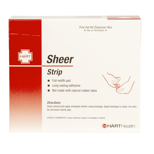 Sheer Strip, HART, adhesive bandages, 3/4" x 3", 100 per box