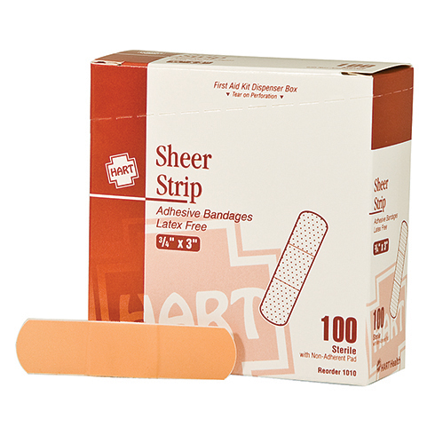 Sheer Strip, HART, adhesive bandages, 3/4' x 3', 100 per box