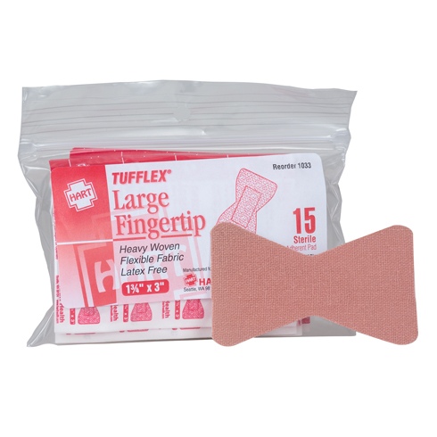 TUFFLEX Large Fingertip, HART, heavy woven elastic cloth, 15 per bag