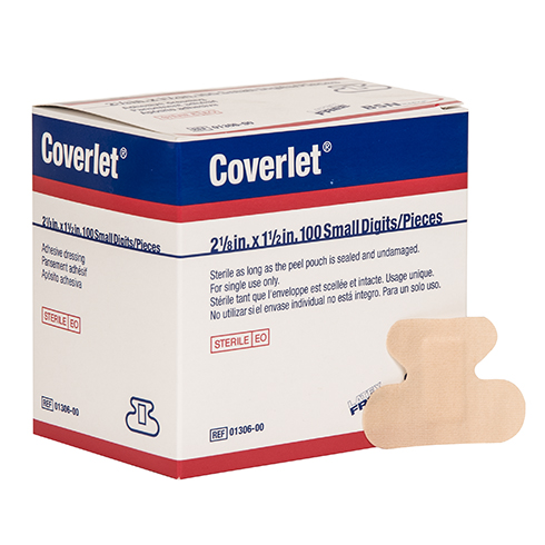 Coverlet Adhesive Bandage, light woven cloth, small digit, 100 per box