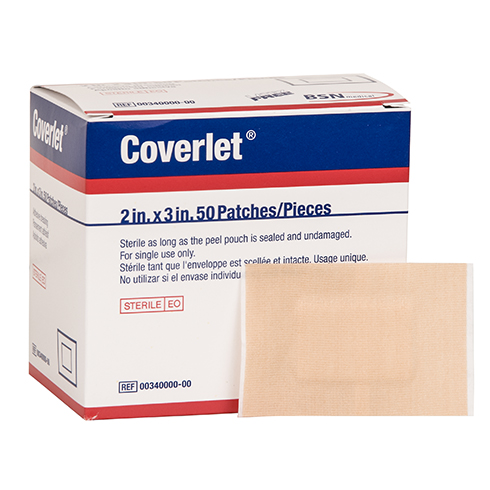 Coverlet Adhesive Bandages, light woven cloth, patch, 50 per box