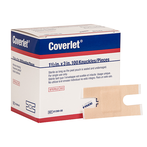 Coverlet Adhesive Bandages, light woven cloth, knuckle, 100 per box