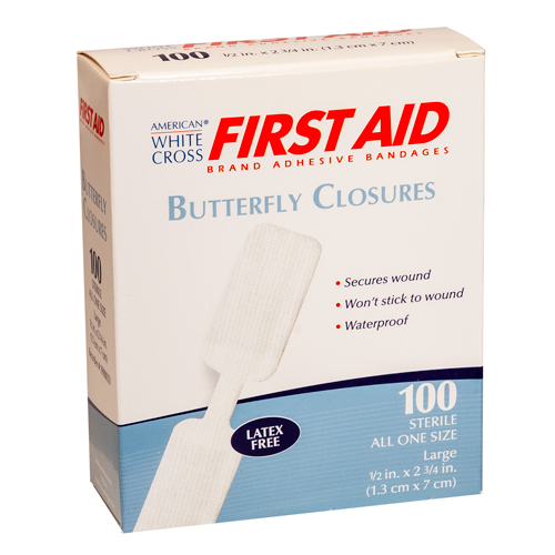 Butterfly Closures, White Cross, large, 100 per box