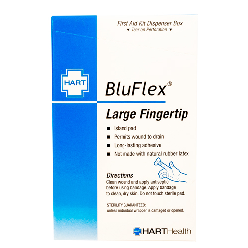 BLUFLEX Large Fingertip, HART, blue bandages, 25 per box