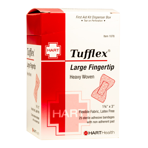 TUFFLEX Large Fingertip, HART, heavy woven elastic cloth, 25 per box