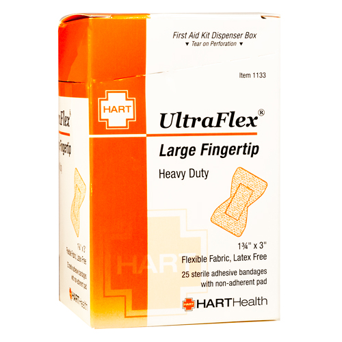 ULTRAFLEX Large Fingertip, HART, heavy woven elastic cloth, 25 per box