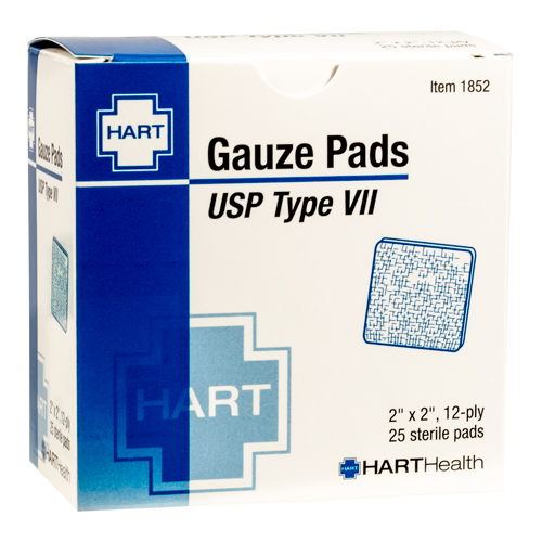Gauze Pads, HART, sterile, 2' x 2', 25 per box