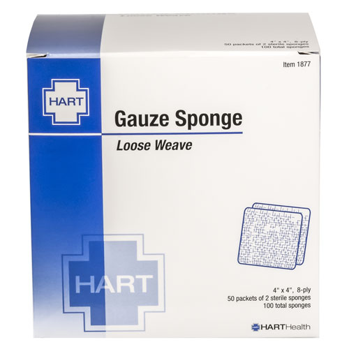 Gauze Sponges, HART, sterile, 4" x 4", 50/2