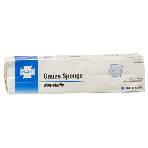 Gauze Sponge, HART, non-sterile, 2" x 2", 200 per package