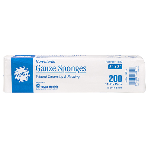 Gauze Sponge, HART, non-sterile, 2' x 2', 200 per package