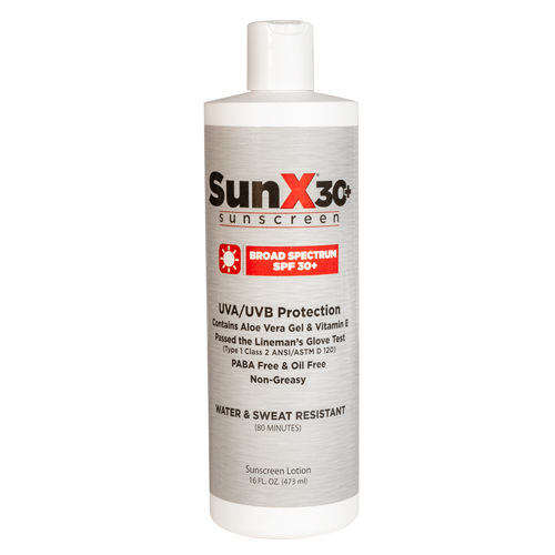 SunX 30+, sunscreen lotion, 16 oz bottle