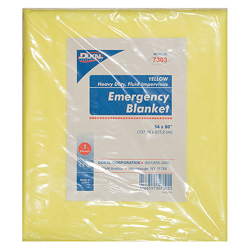 Blanket, Dukal, Yellow, Emergency, Disposable, 54x80'