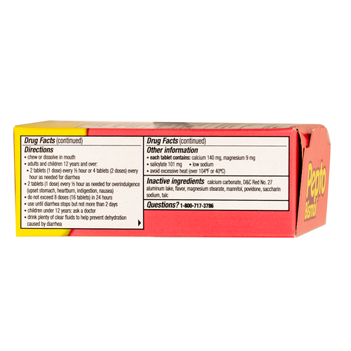 Pepto Bismol, anti-diarrheal, chewable tablets, 48 per box