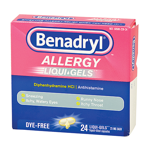 Benadryl Liqui-gels, antihistamine, 24 per box