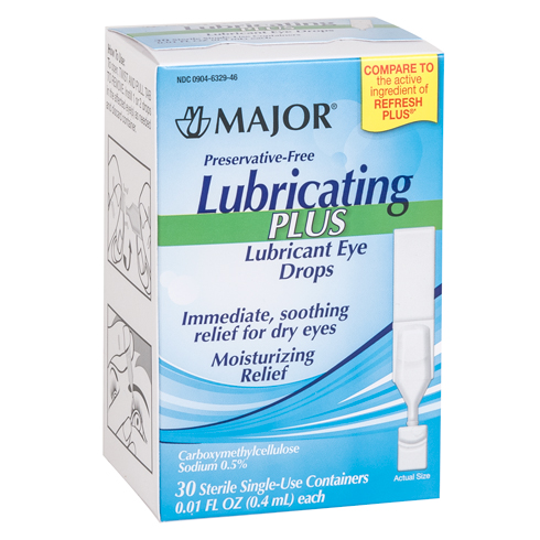 Lubrication Eye Drops, MAJOR, 0.01 oz vial, 30 per box