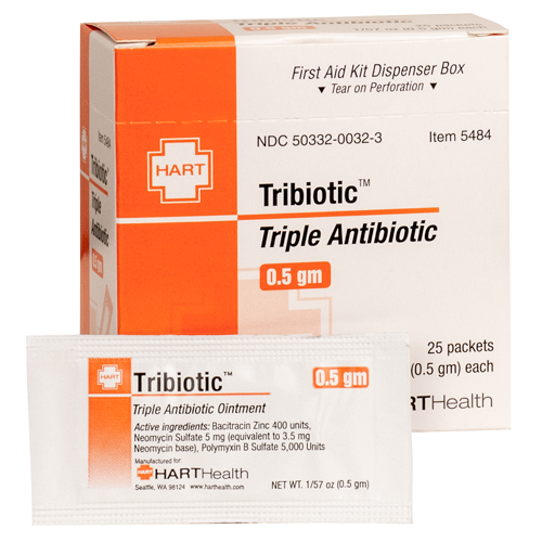 TRIBIOTIC, HART, triple antibiotic ointment, 0.5 gm, 25 per box