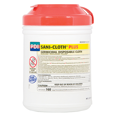 Sani-Cloth Plus, germicidal wipes, 160 per canister