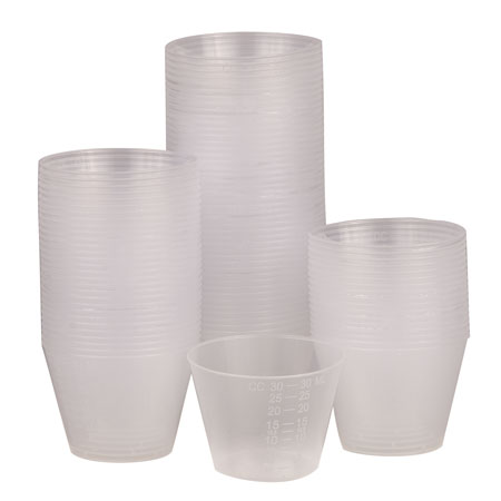 Dose Cups, plastic, 1 oz, 100 per bag