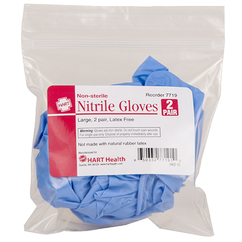 Nitrile Gloves, HART, large, 2 pair per bag
