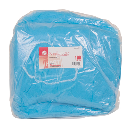 BOUFFANT CAP, DISPOSABLE, BLUE, 100/bag