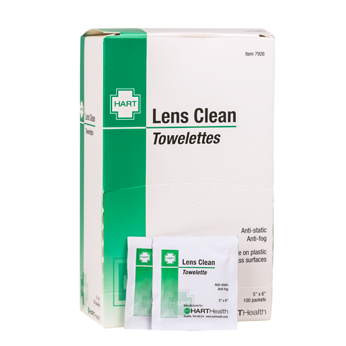 Lens Clean Towelettes, HART, 100 per box