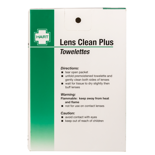 Lens Clean Plus Towelettes, HART, 100 per box